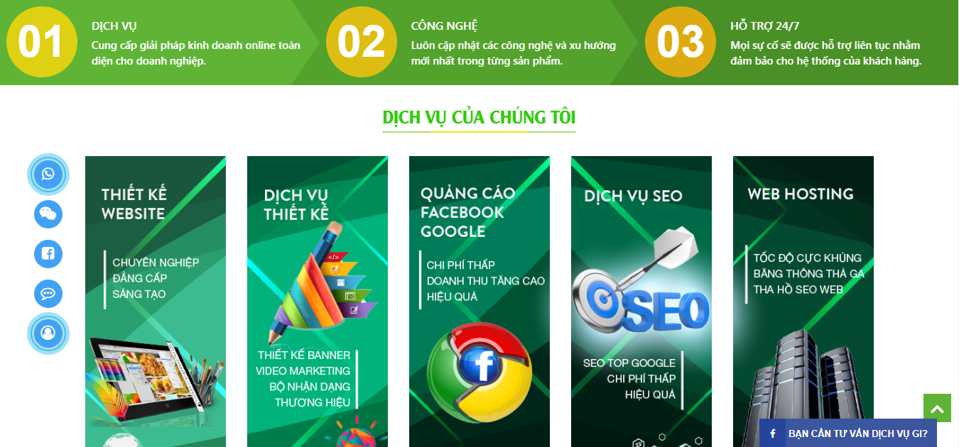 Hình demo nút gọi điện nhắn tin cho website