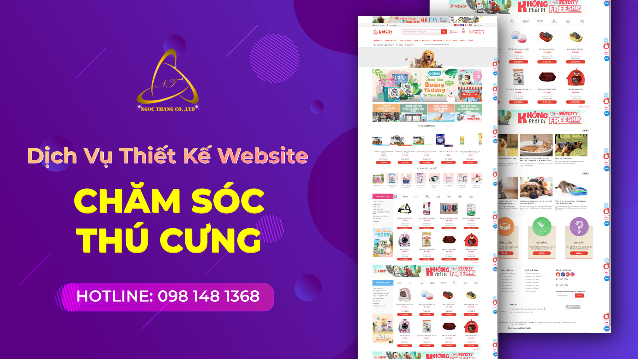 thiết kế website chăm sóc thú cưng