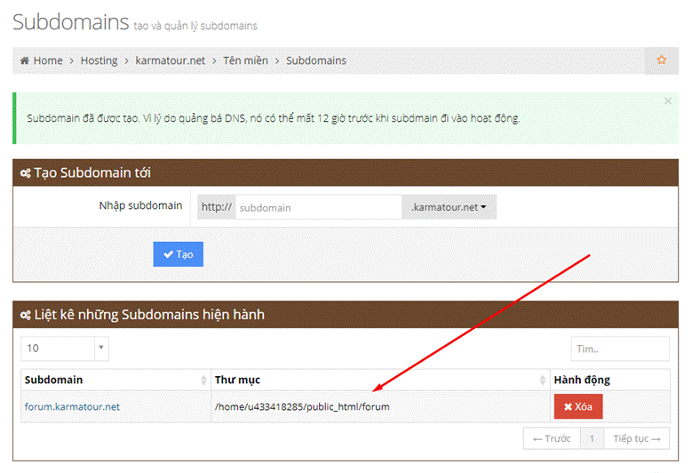 Cách tạo và quản lý Subdomain 