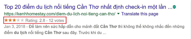 ví dụ về các loại rich snippets