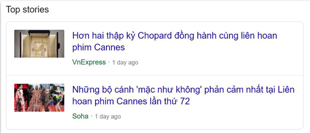 ví dụ về các loại rich snippets