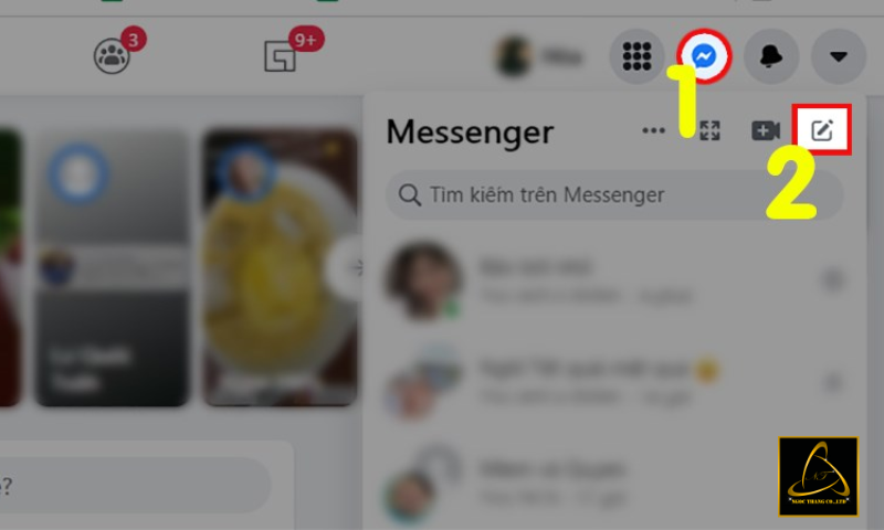 Truy cập vào Messenger trên Facebook > Nhấn vào biểu tượng tin nhắn mới