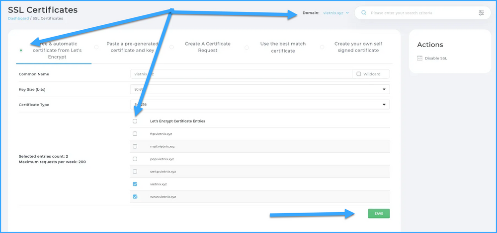 cài đặt SSL trên DirectAdmin