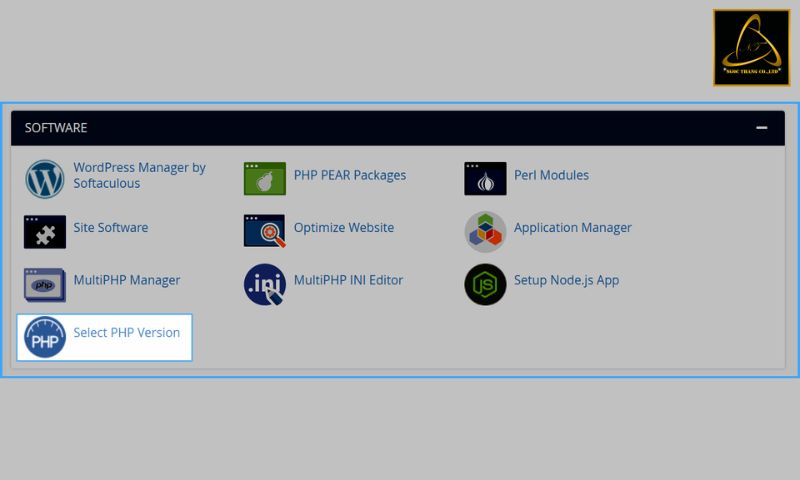 Chọn Select PHP Version
