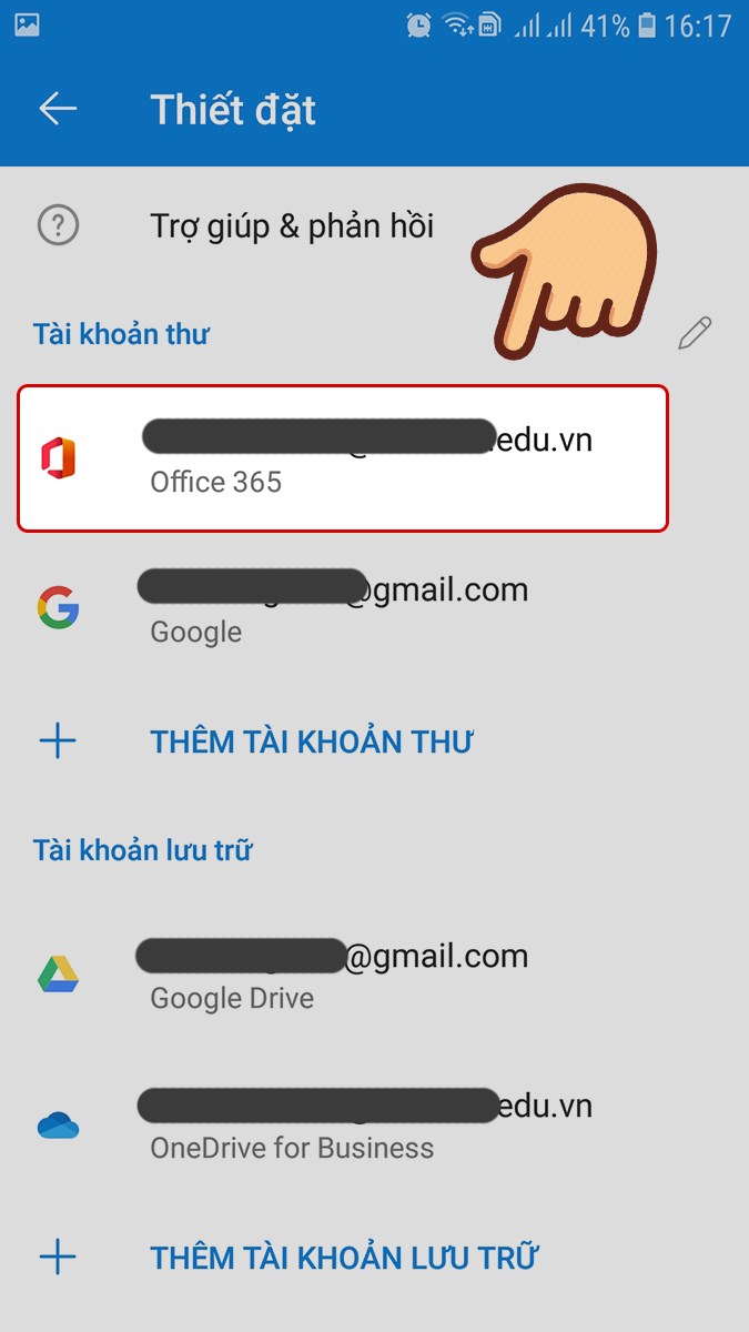 xóa tài khoản email trên Outlook bằng điện thoại