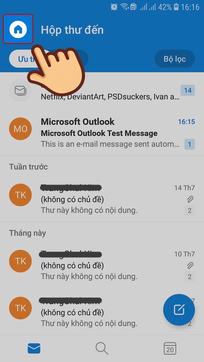 xóa tài khoản email trên Outlook bằng điện thoại